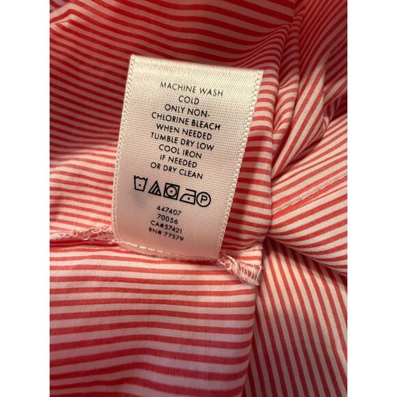 Ann Taylor Striped Tie Neck Blouse Cotton Red White S Chic whimsical 80-00 - Picture 8 of 15